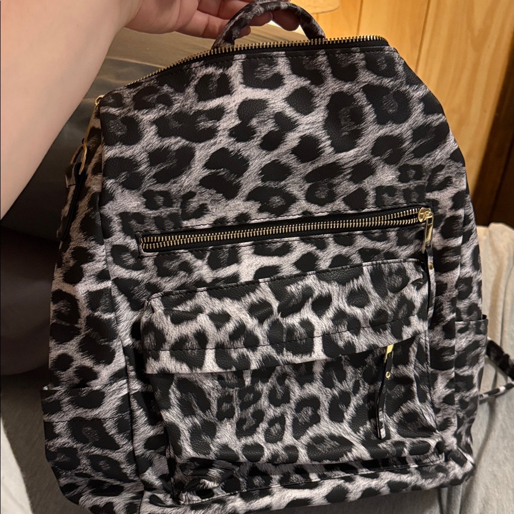 Black & Gray Leopard-Print Women's Backpack - Picture 2 of 10